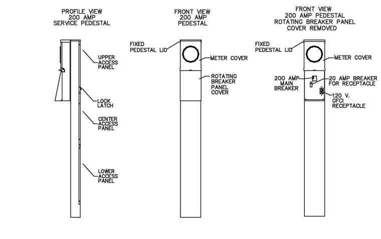 Mobile Home Electrical Service Pedestal 200 Amp Illustrated