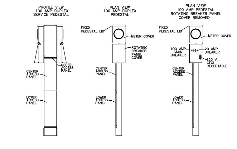 Mobile Home Electrical Service Pedestal 100 Amp Illustrated